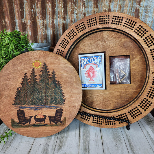Round Four Person Cribbage Board